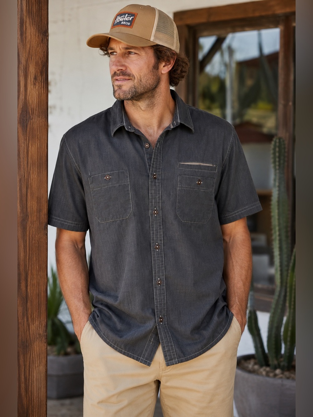 Howler Bros Charcoal Gray Short Sleeve Button-Up Shirt Men’s XL